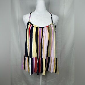 LOFT Striped Swing Tank Top Size Small Multi-colored Scoop Neck Racer Straps
